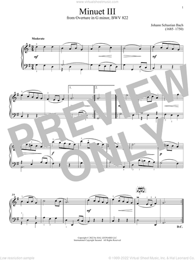 Minuet III In G Minor, BWV 822