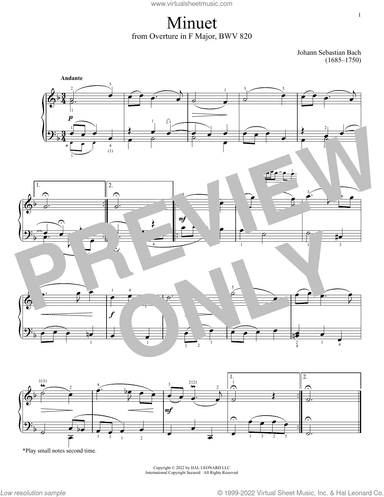 Minuet In F Major, BWV 820