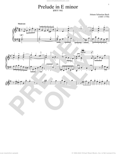Prelude In E Minor, BWV 941