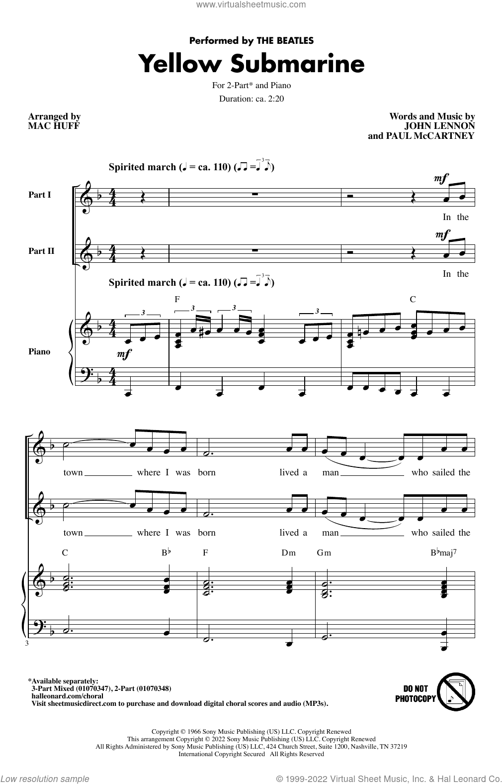 Yellow Submarine (arr. Mac Huff)