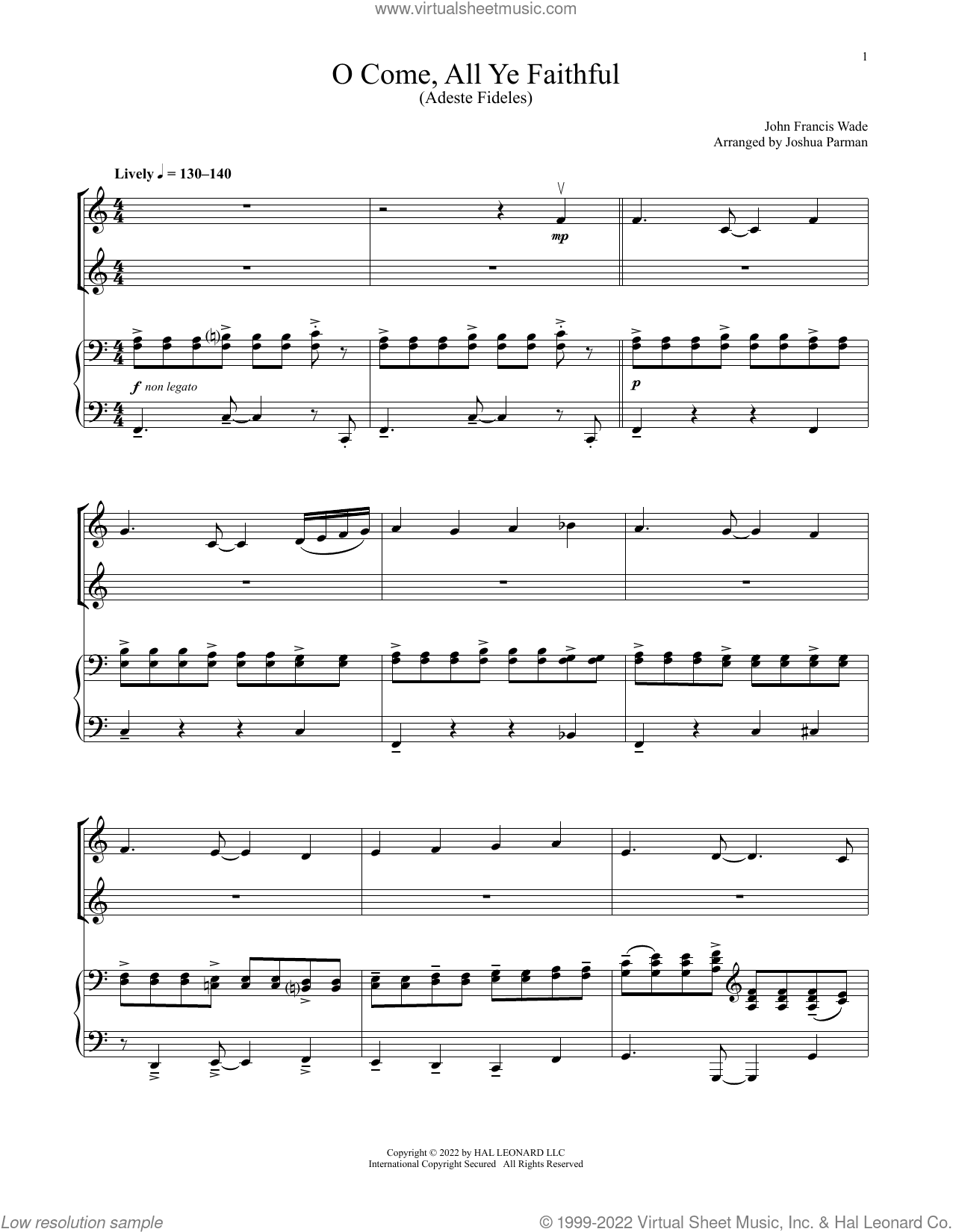 O Come, All Ye Faithful (for Violin Duet and Piano)
