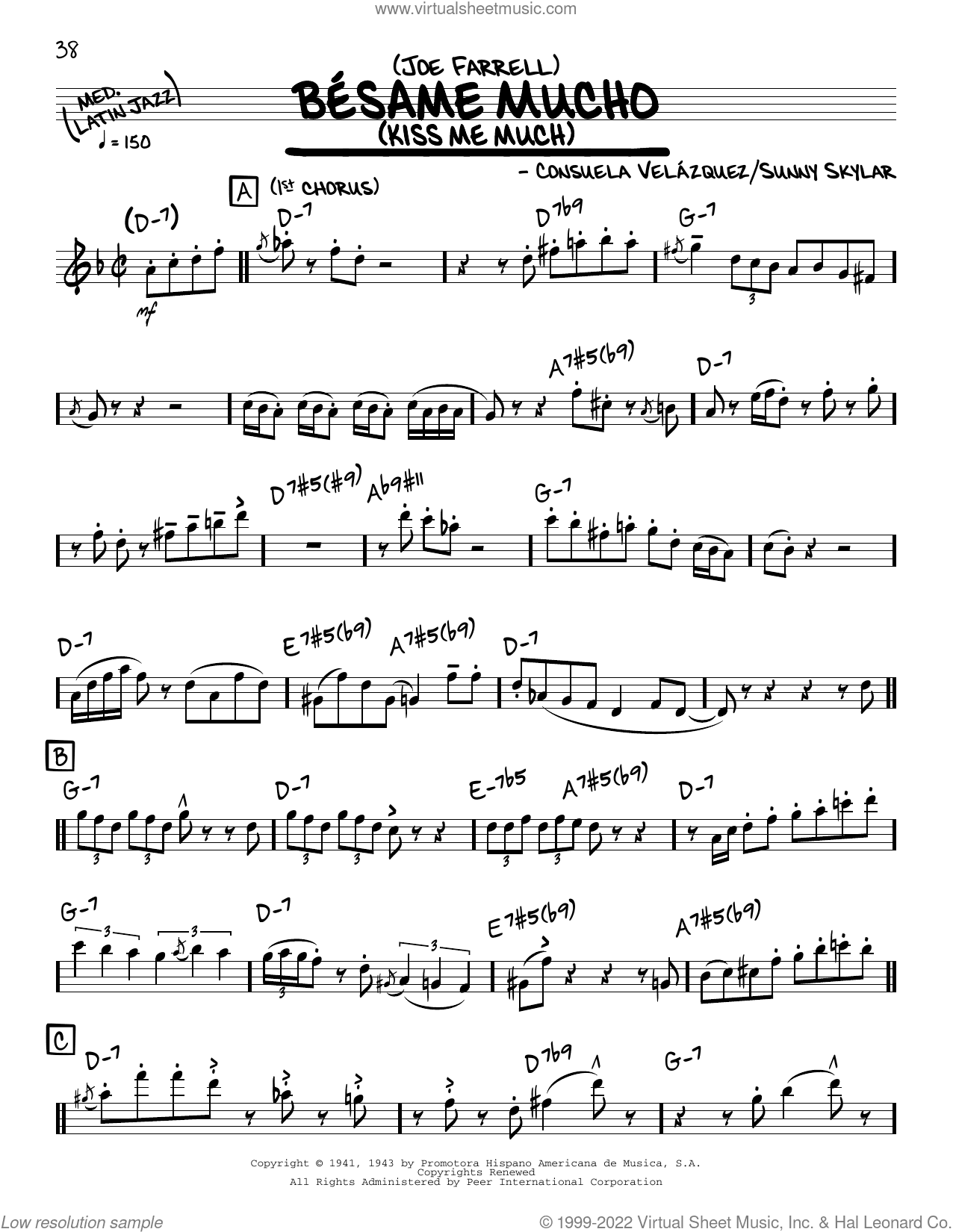 Besame Mucho (Kiss Me Much) (solo only)