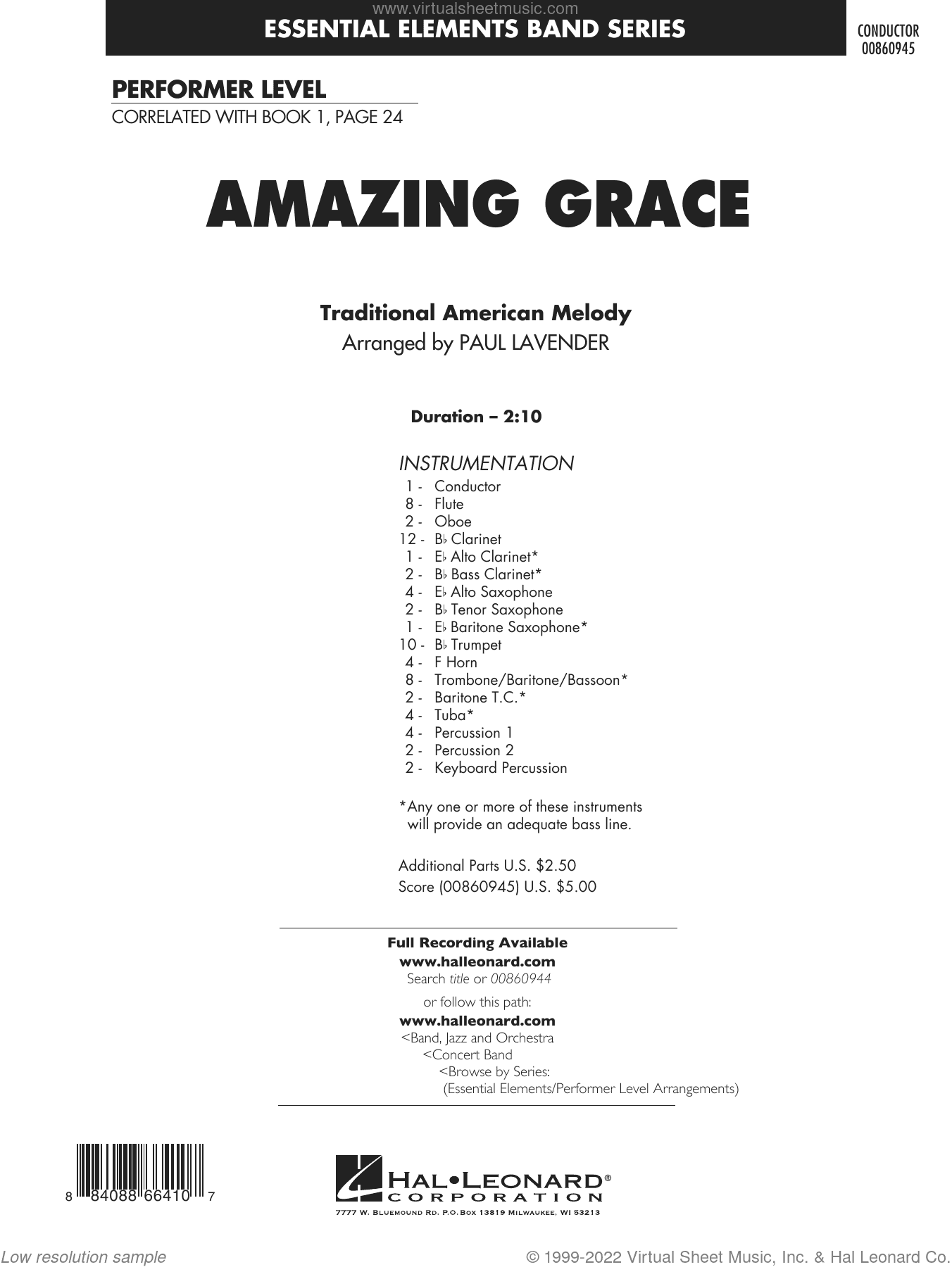 Amazing Grace (arr. Paul Lavender) (COMPLETE)