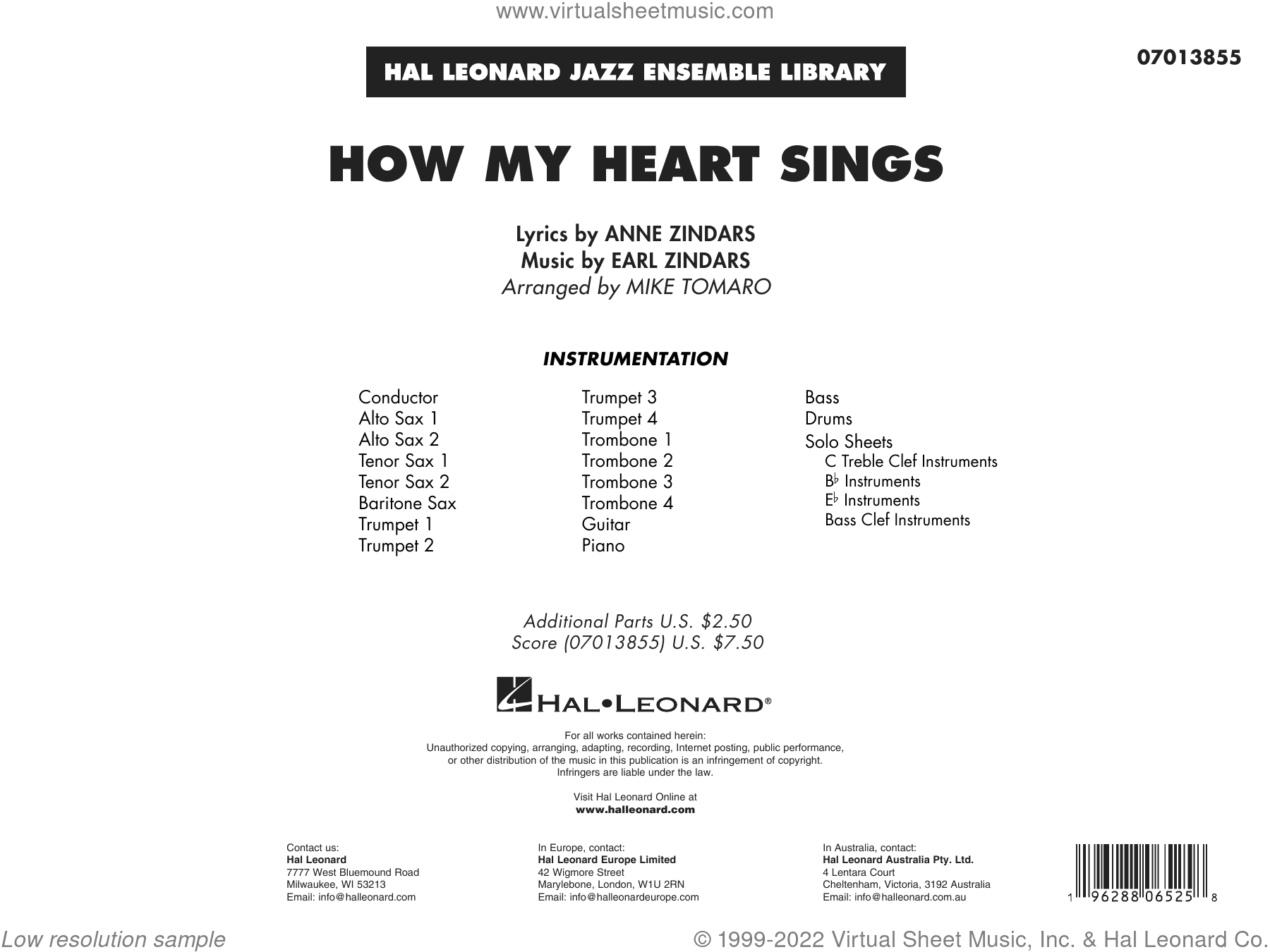 How My Heart Sings (arr. Mike Tomaro) (COMPLETE)
