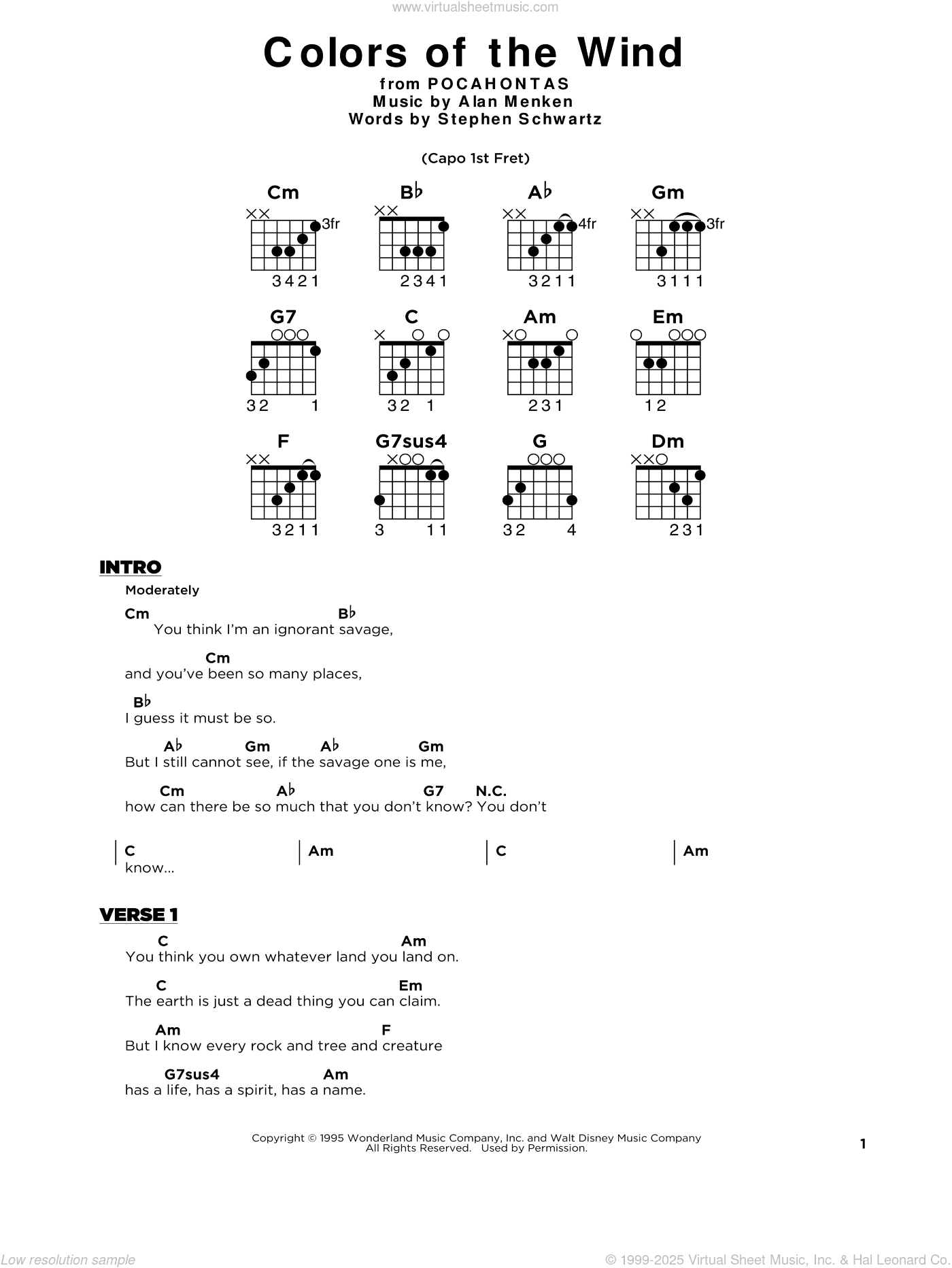 Colors Of The Wind (from Pocahontas), (beginner)