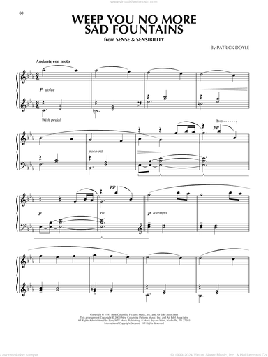 Weep You No More Sad Fountains (from Sense And Sensibility) (arr. Phillip Keveren)