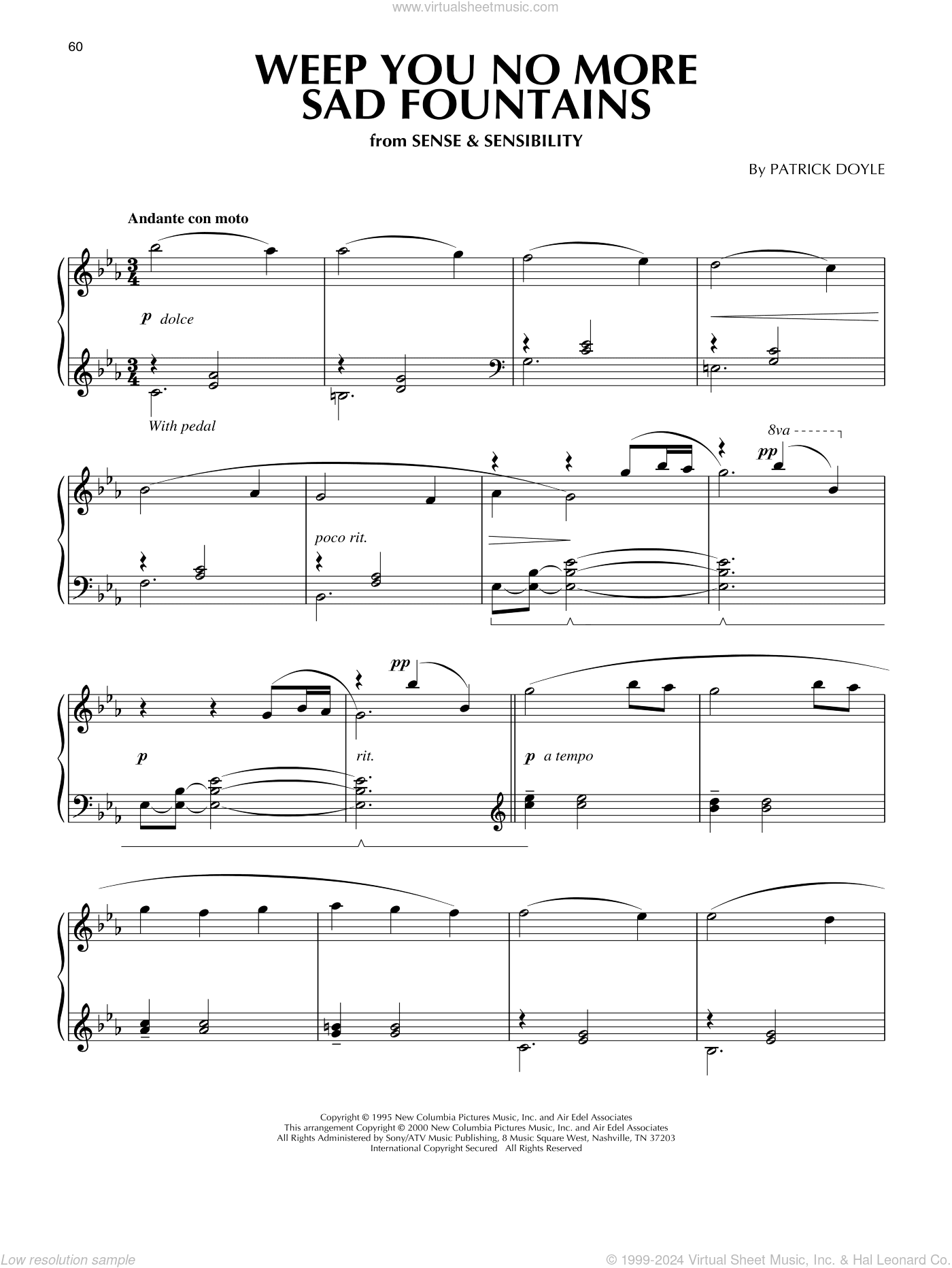 Weep You No More Sad Fountains (from Sense And Sensibility) (arr. Phillip Keveren)