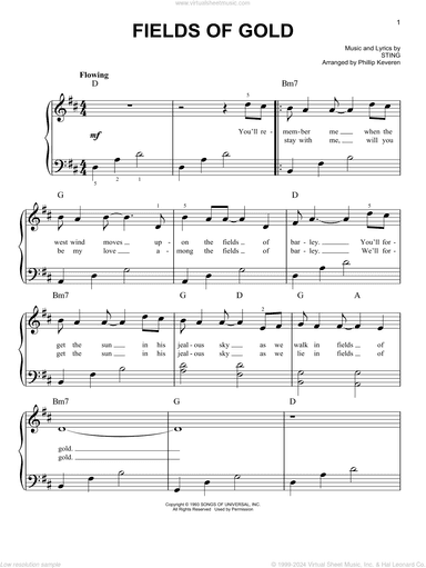 Fields Of Gold (arr. Phillip Keveren), (easy) (arr. Phillip Keveren)
