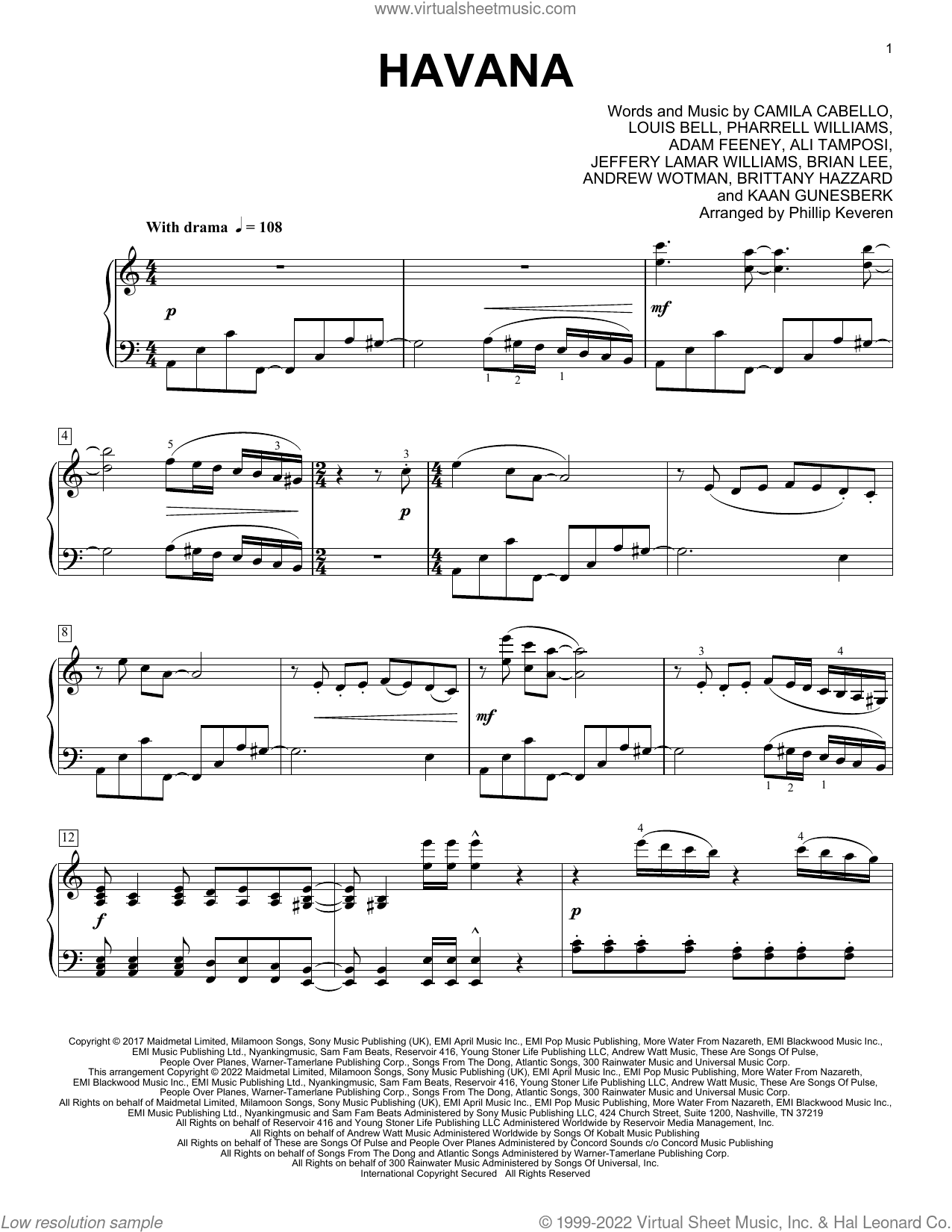 Havana (feat. Young Thug) (arr. Phillip Keveren)