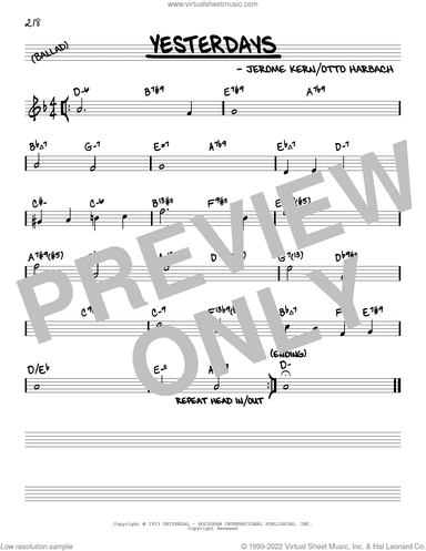 Yesterdays (arr. David Hazeltine)