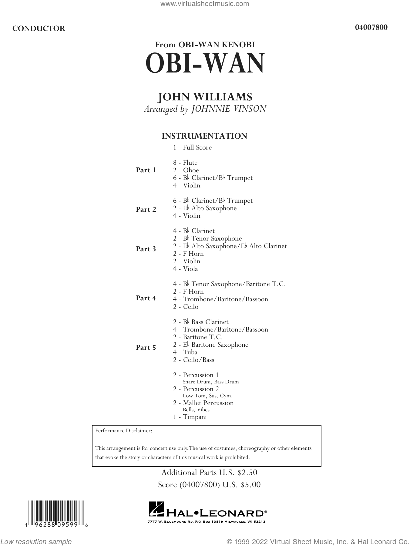 Obi-Wan (from Obi-Wan Kenobi) (arr. Johnnie Vinson)