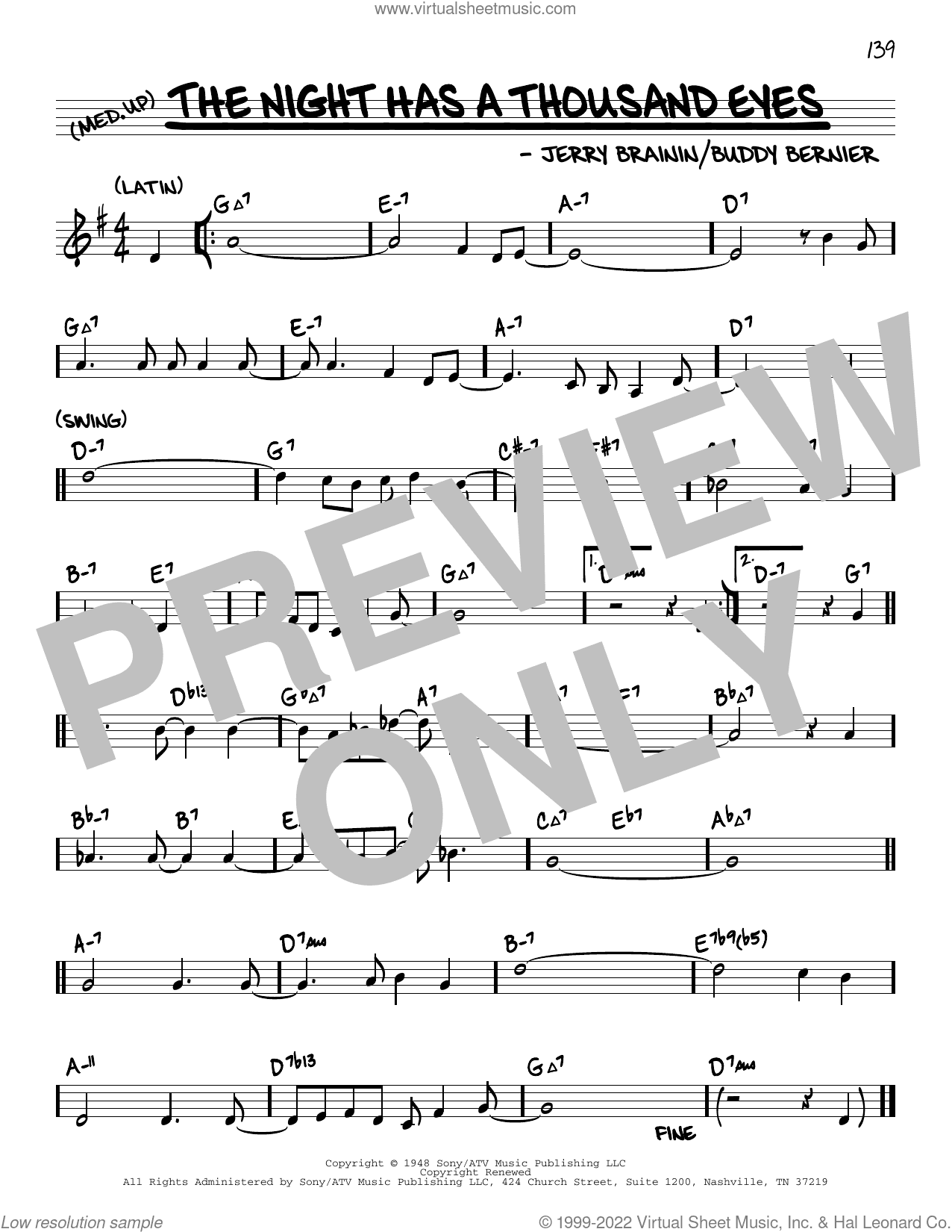 The Night Has A Thousand Eyes (arr. David Hazeltine)