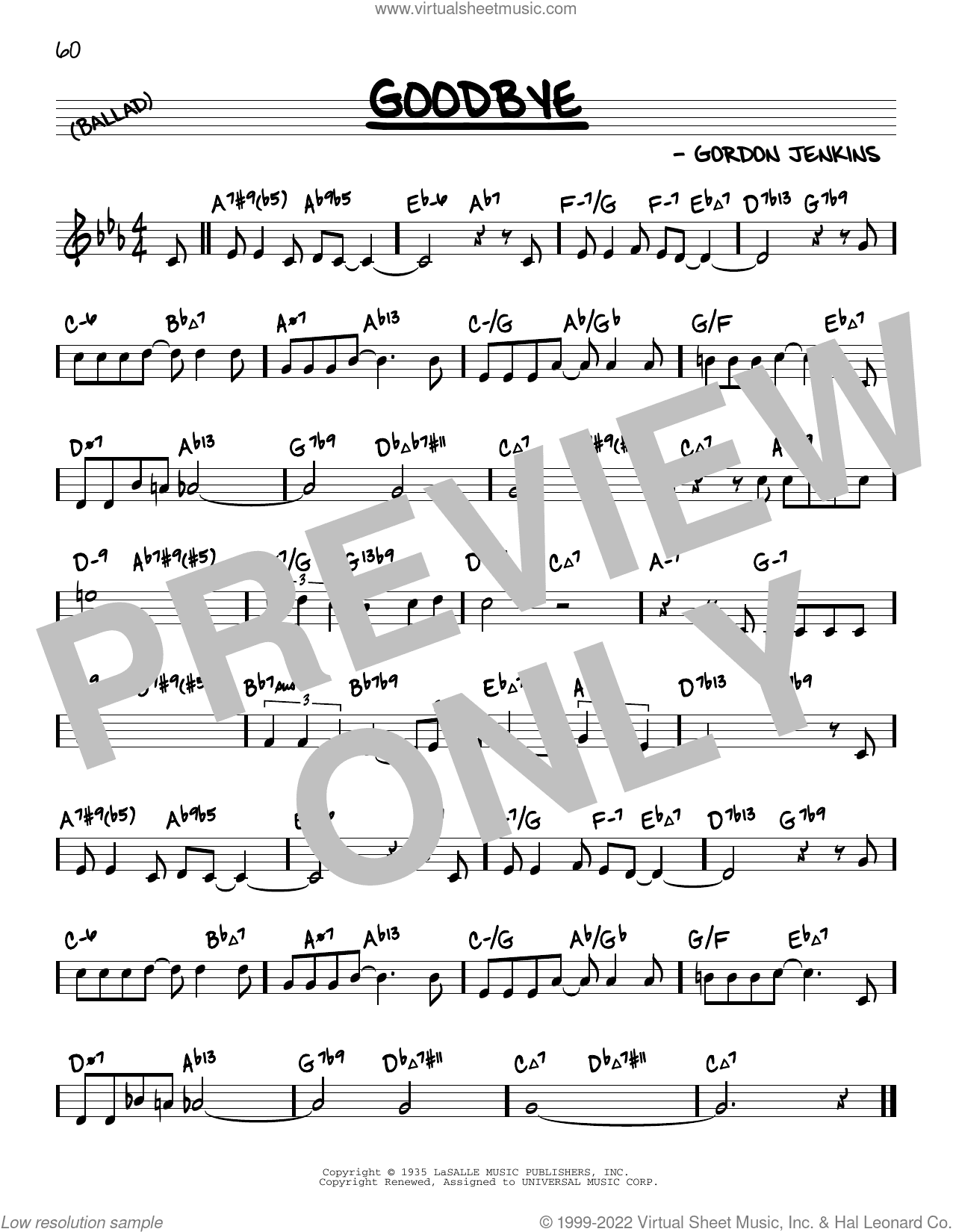Goodbye (arr. David Hazeltine)
