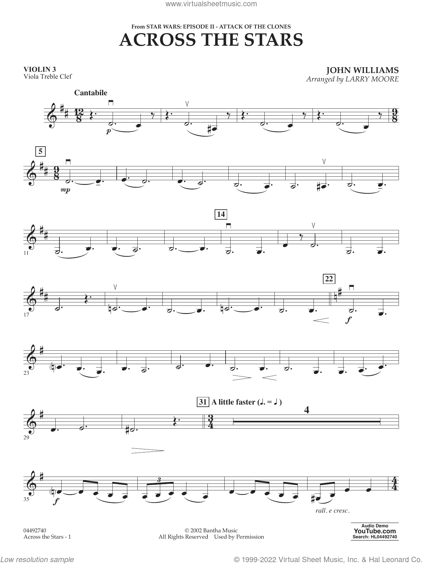 Across The Stars (from Star Wars: Attack of the Clones) (arr. Moore)