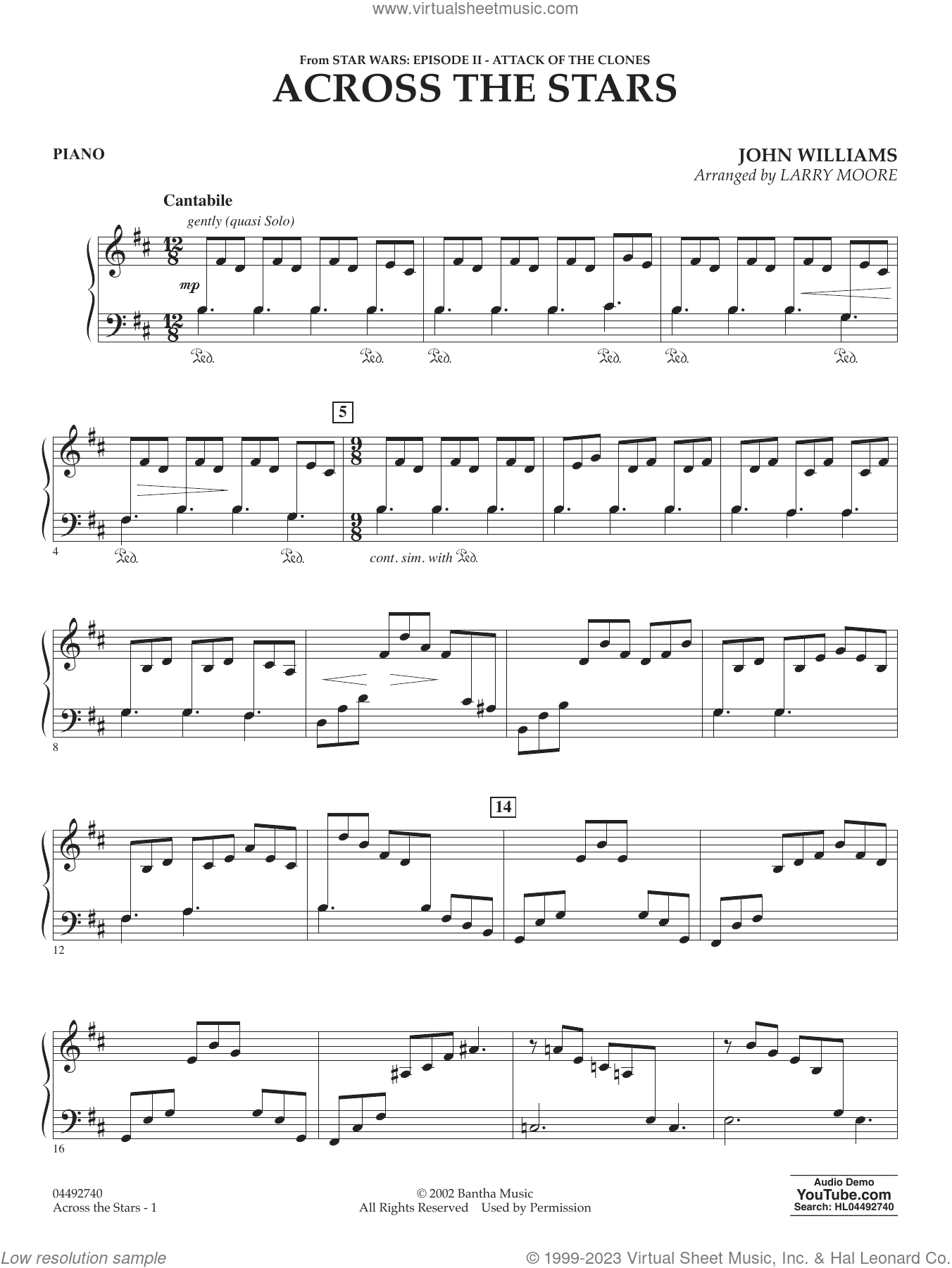 Across The Stars (from Star Wars: Attack of the Clones) (arr. Moore)