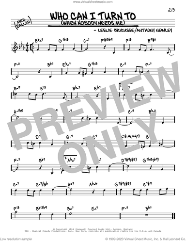 Who Can I Turn To (When Nobody Needs Me) (arr. David Hazeltine)
