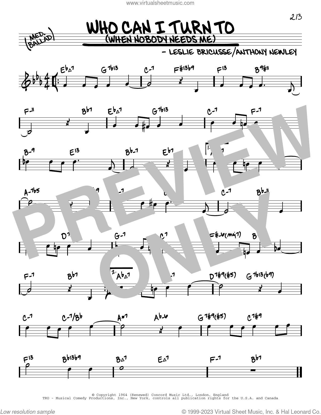 Who Can I Turn To (When Nobody Needs Me) (arr. David Hazeltine)
