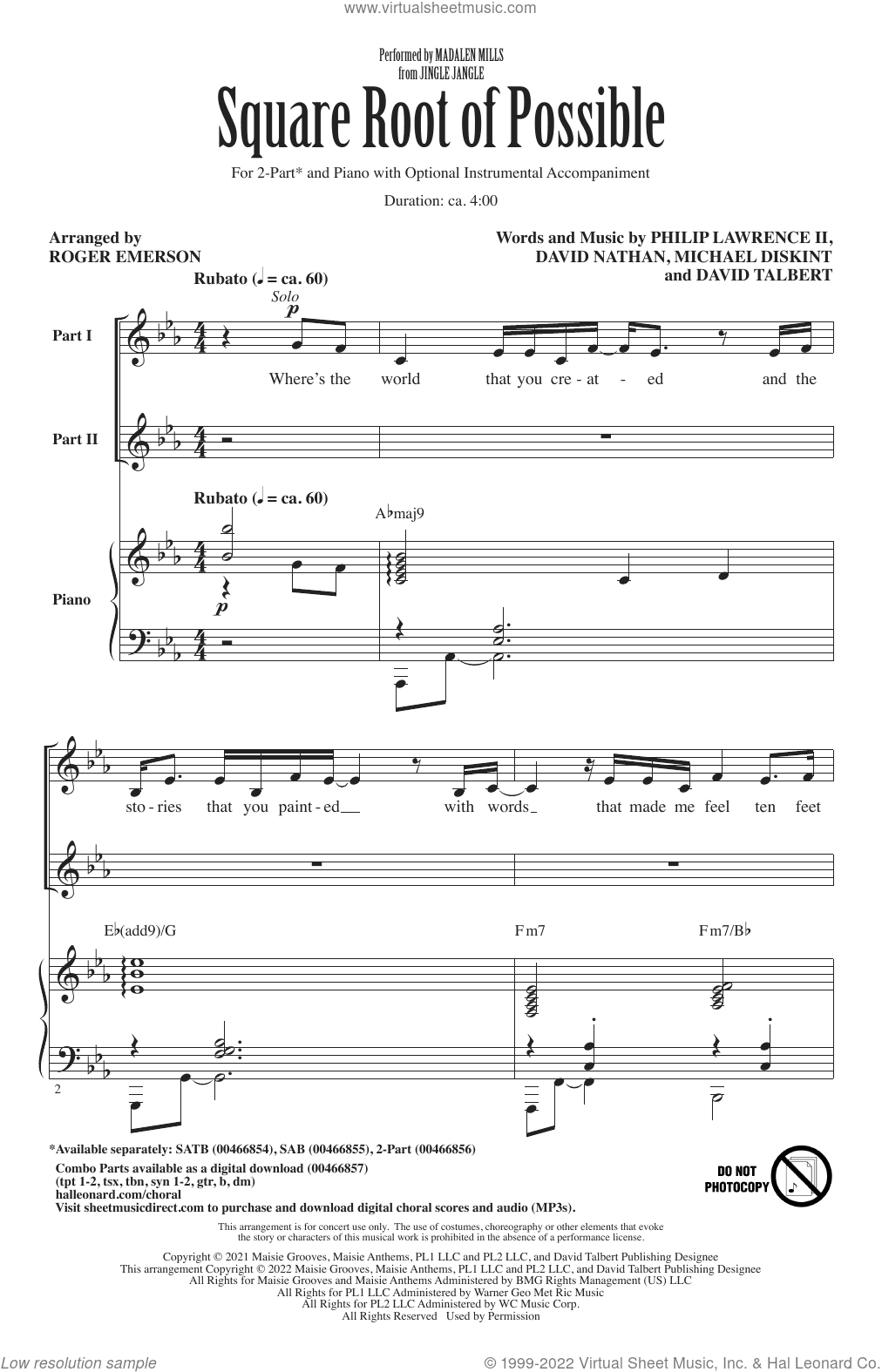 Square Root Of Possible (from Jingle Jangle) (arr. Roger Emerson)