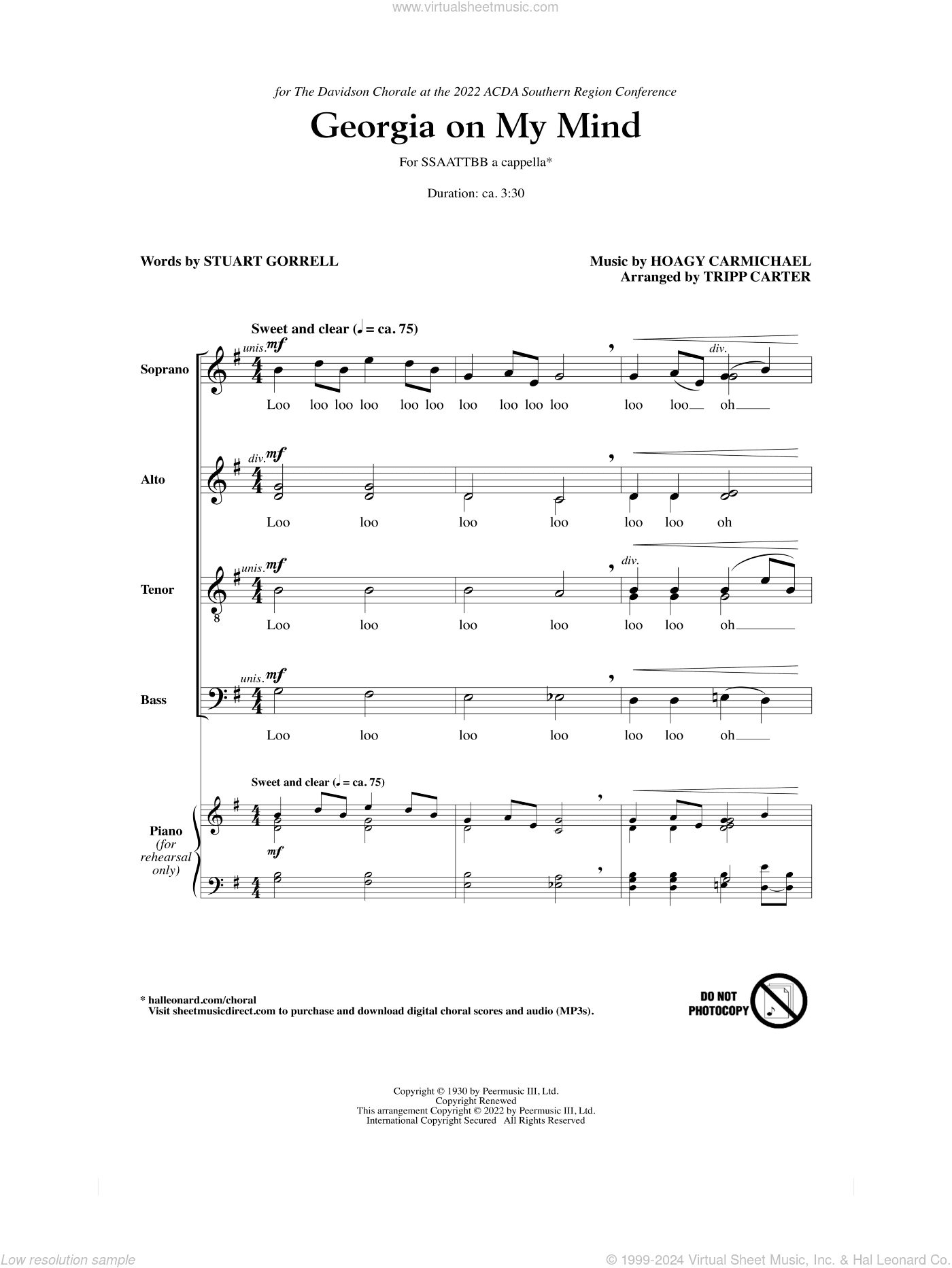 Georgia On My Mind (arr. Tripp Carter)
