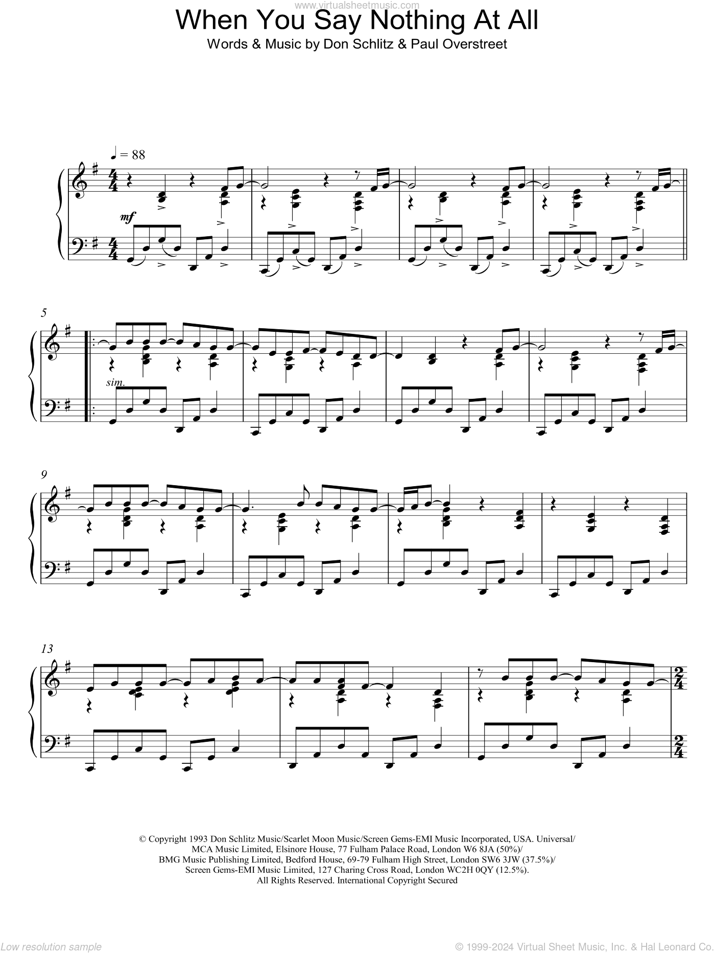 When You Say Nothing At All, (intermediate)