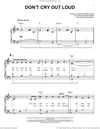 Don't Cry Out Loud (We Don't Cry Out Loud) (arr. Phillip Keveren)