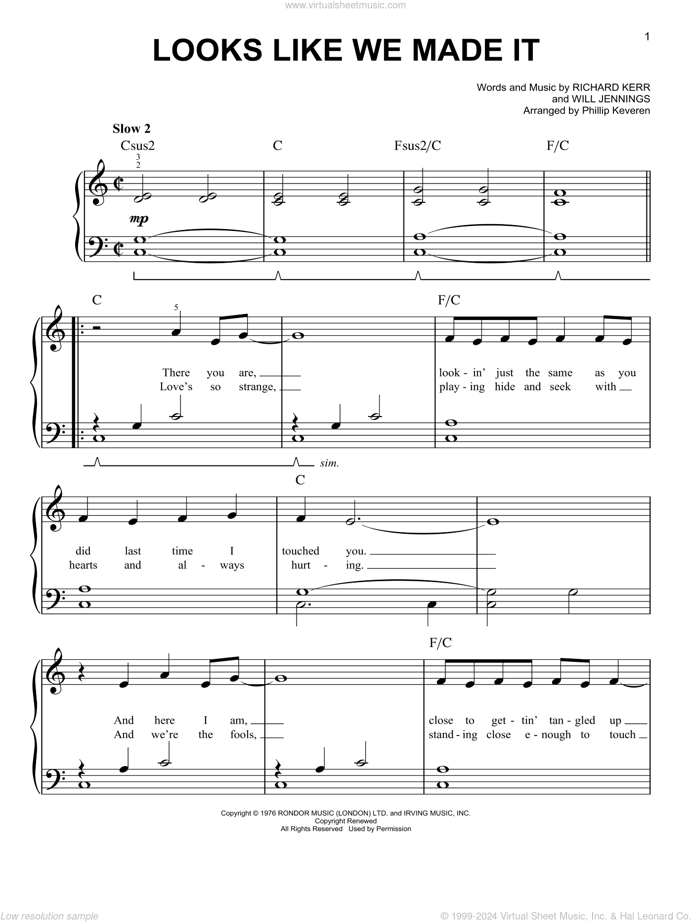 Looks Like We Made It (arr. Phillip Keveren)