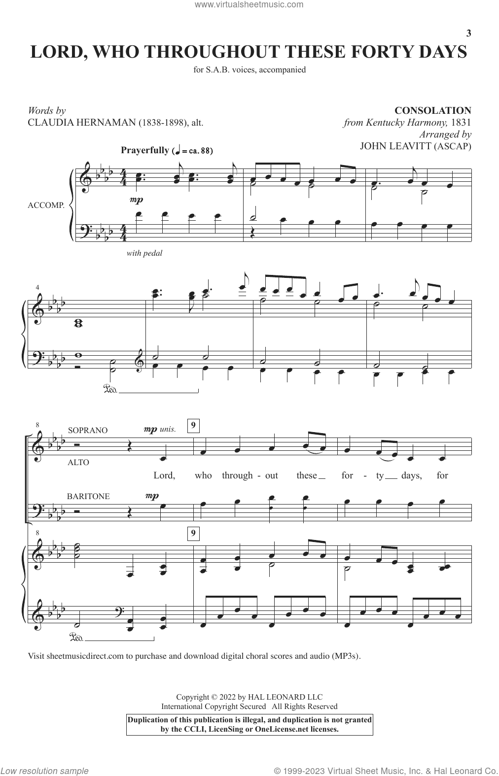 Lord, Who Throughout These Forty Days (arr. John Leavitt)