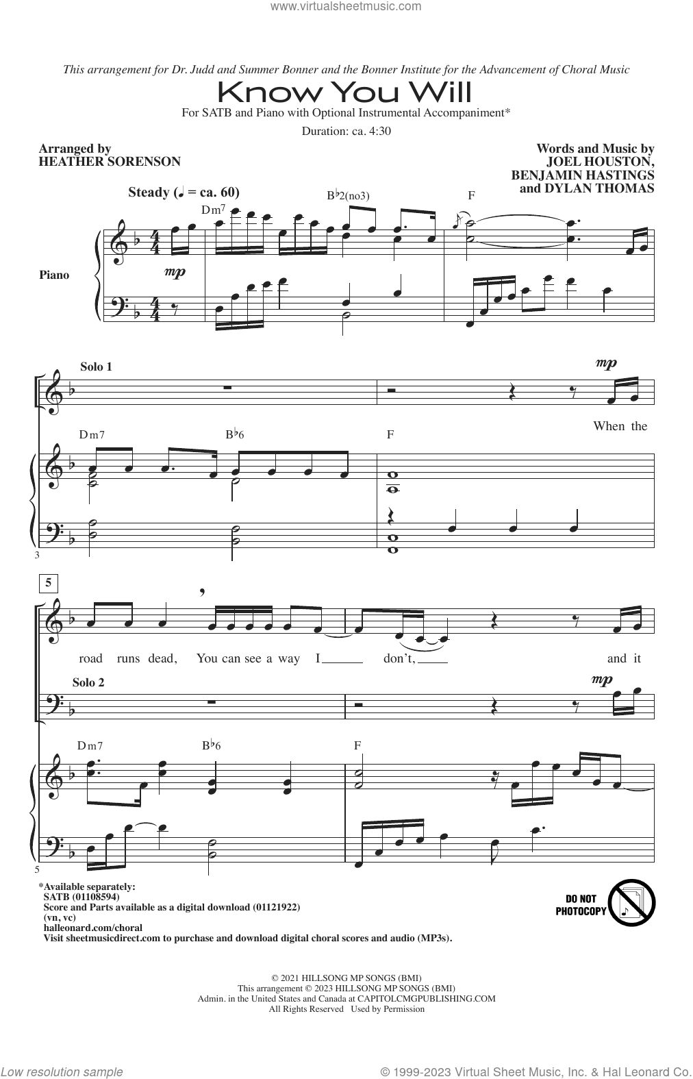 Know You Will (arr. Heather Sorenson)