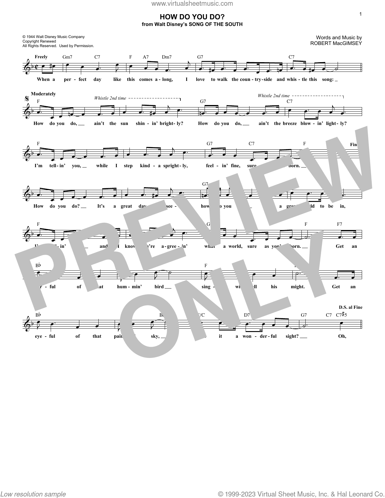 How Do You Do? (from Song Of The South)