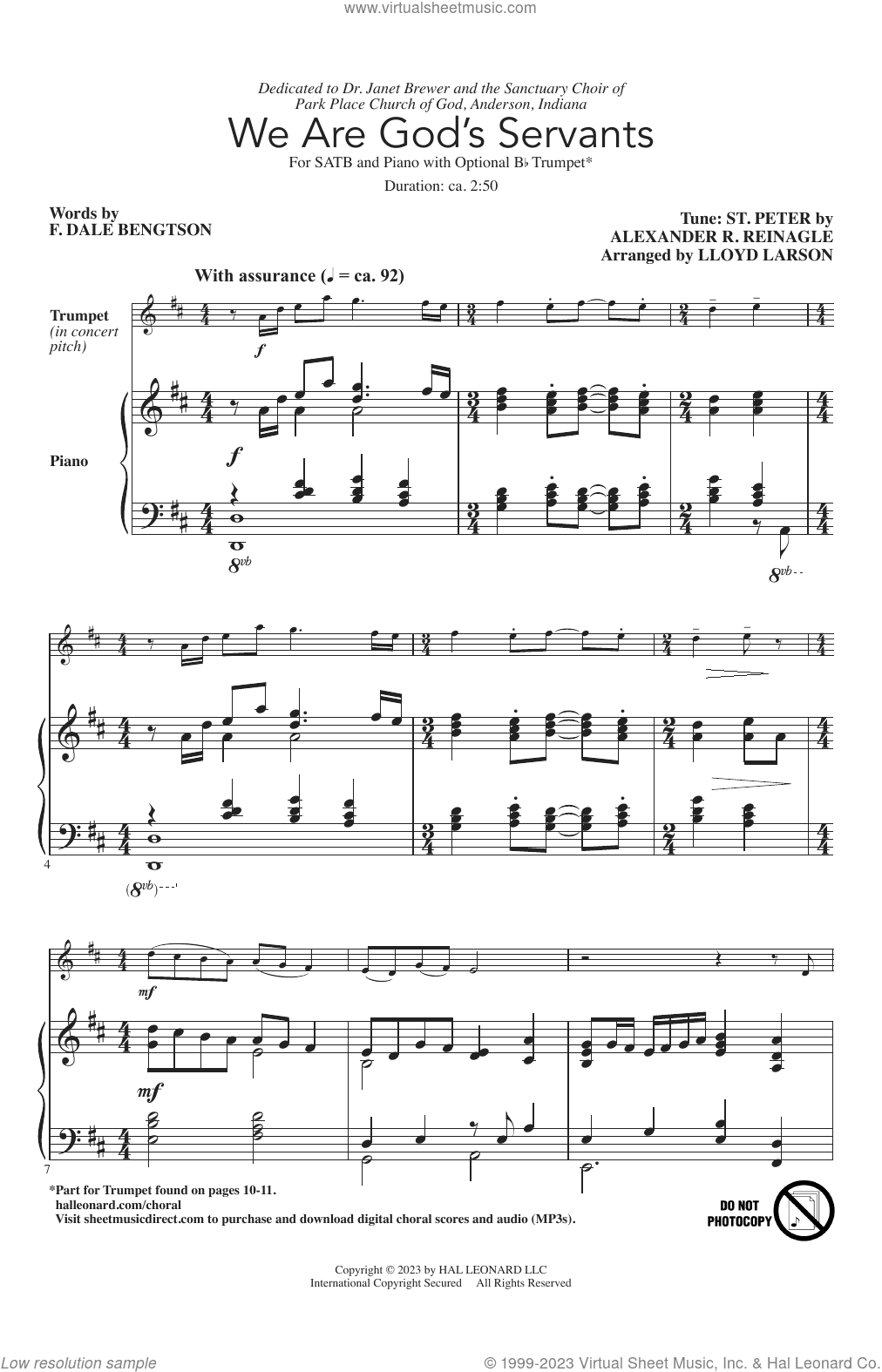 We Are God's Servants (arr. Lloyd Larson)