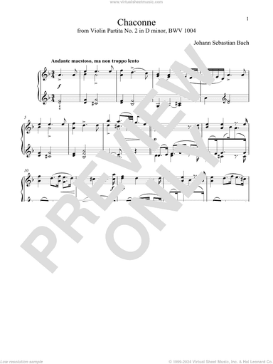 Chaconne (Theme), BWV 1004