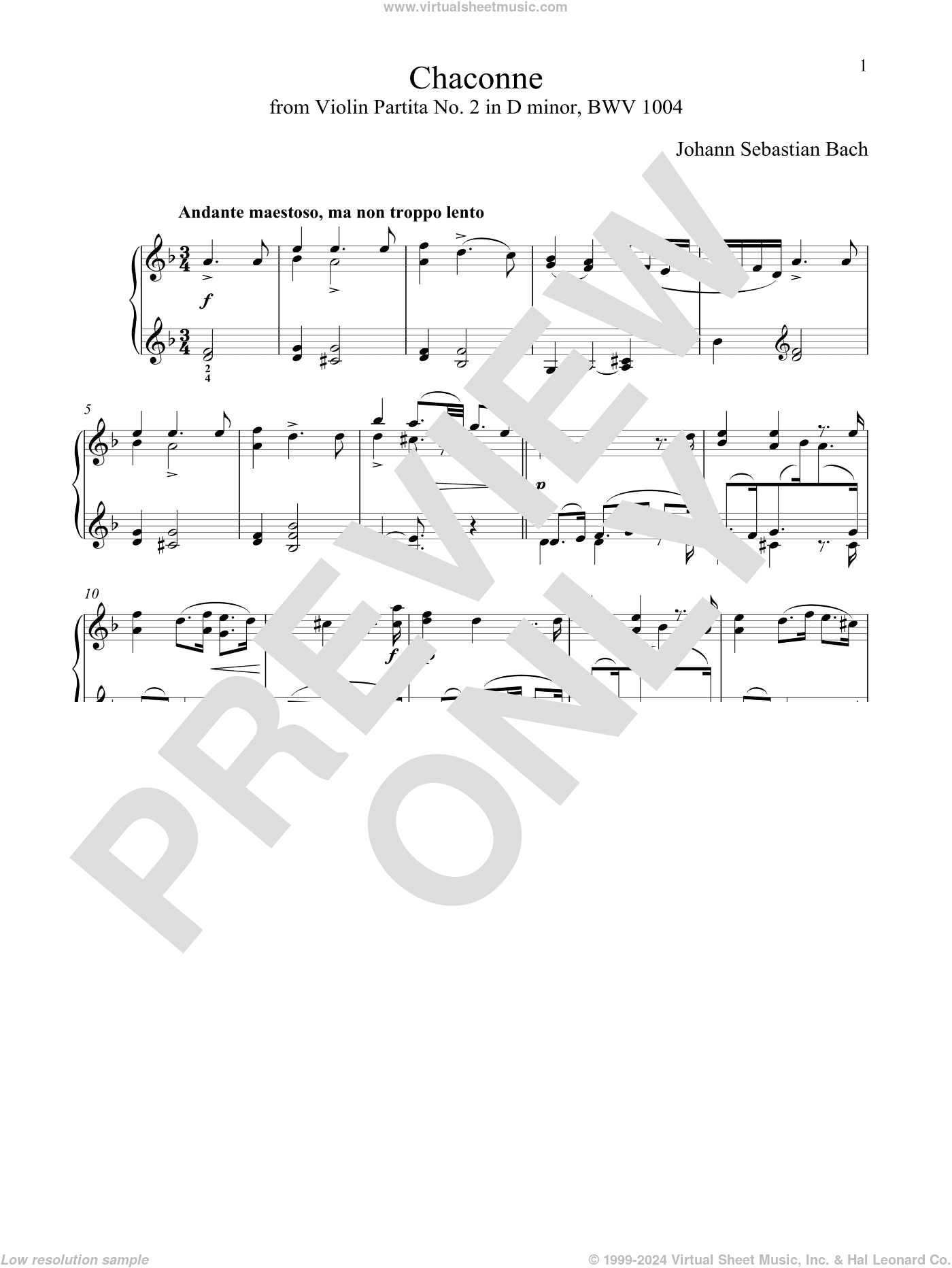 Chaconne (Theme), BWV 1004