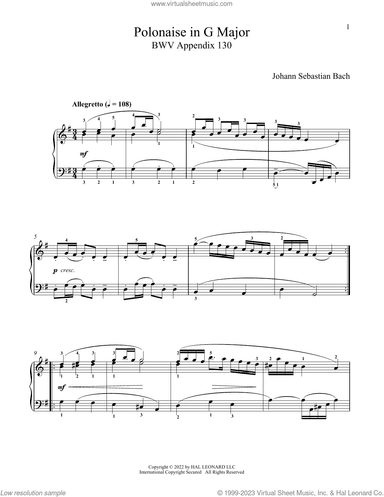Polonaise In G Major, BWV App 130