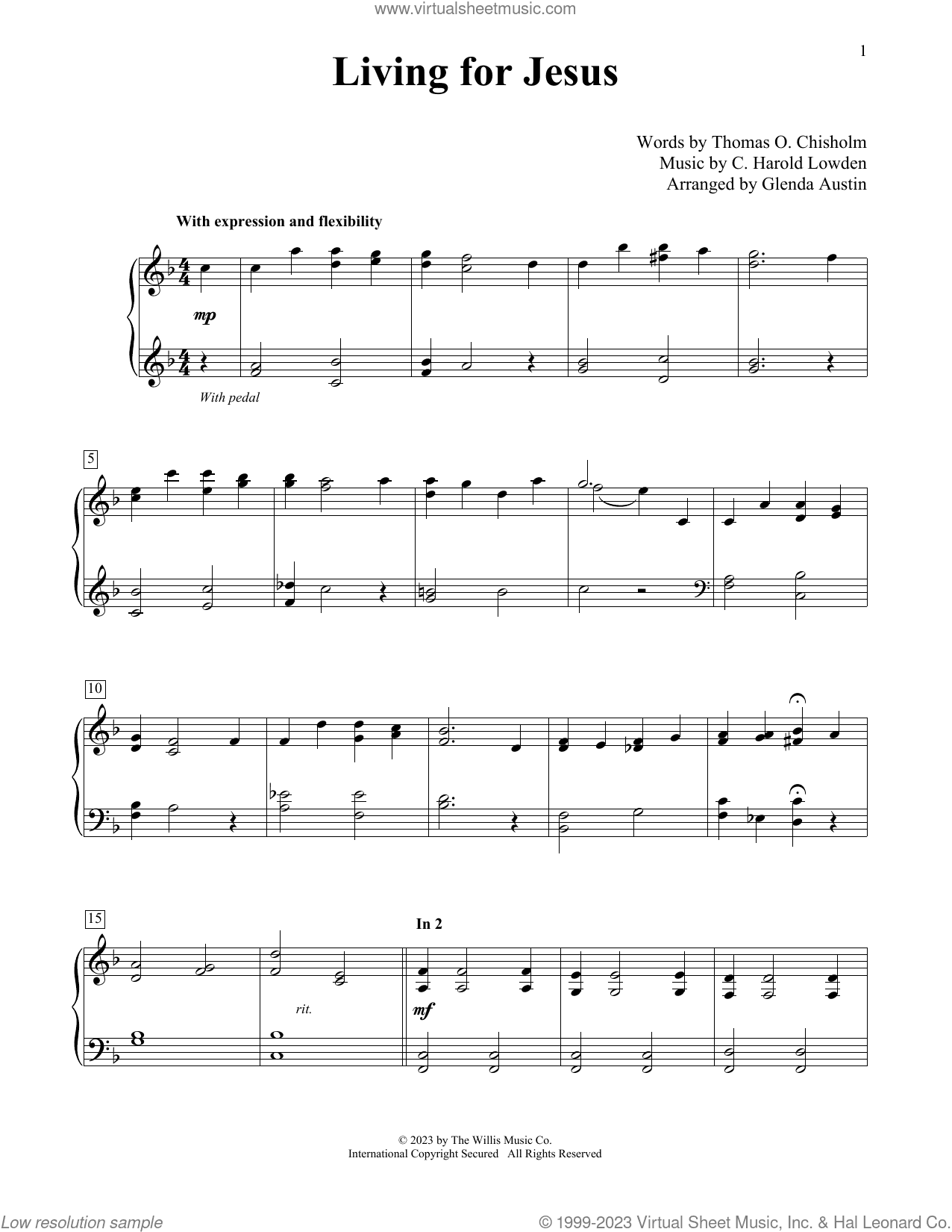 Living For Jesus (arr. Glenda Austin)