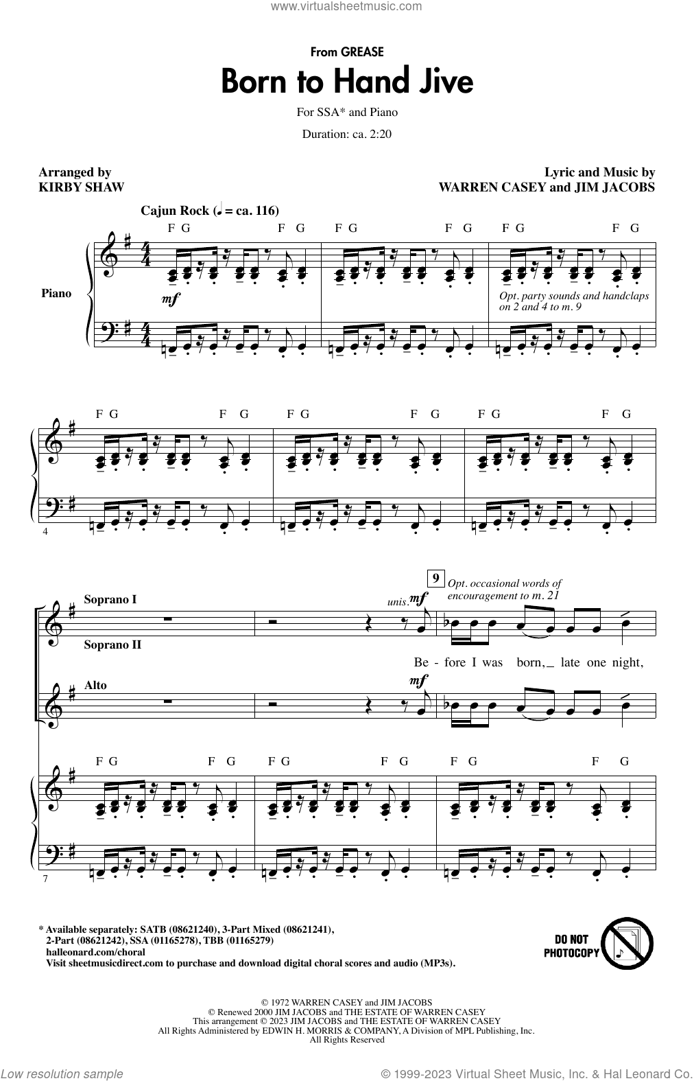 Born To Hand Jive (from Grease) (arr. Kirby Shaw)