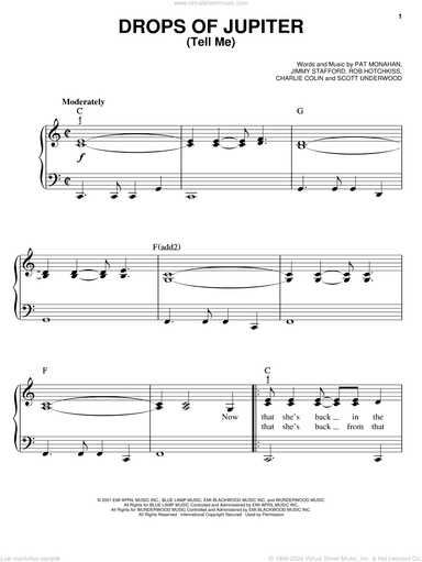 Drops Of Jupiter (Tell Me), (easy)