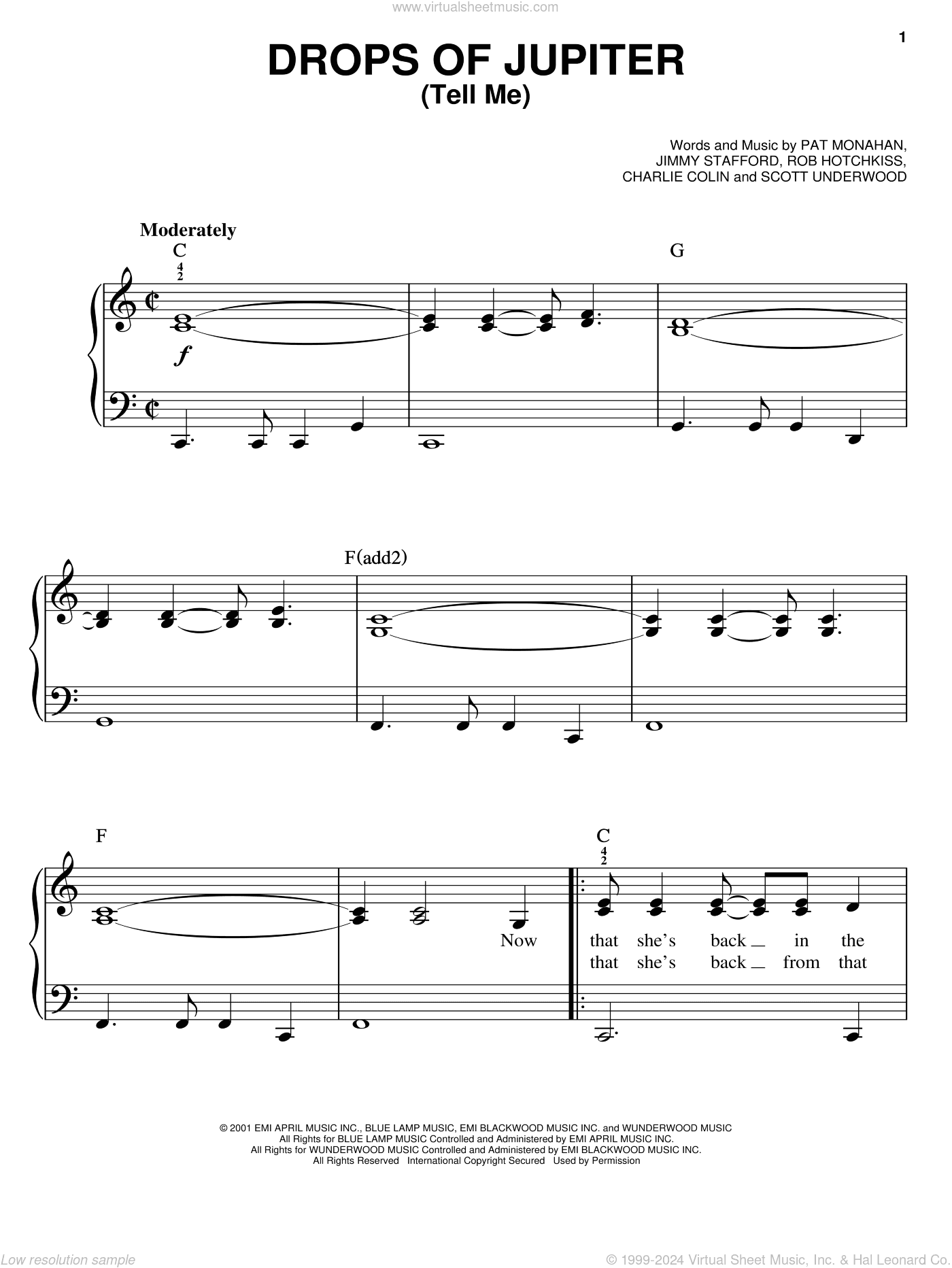 Drops Of Jupiter (Tell Me), (easy)