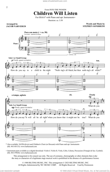 Children Will Listen (from Into The Woods) (arr. Jacob Narverud)