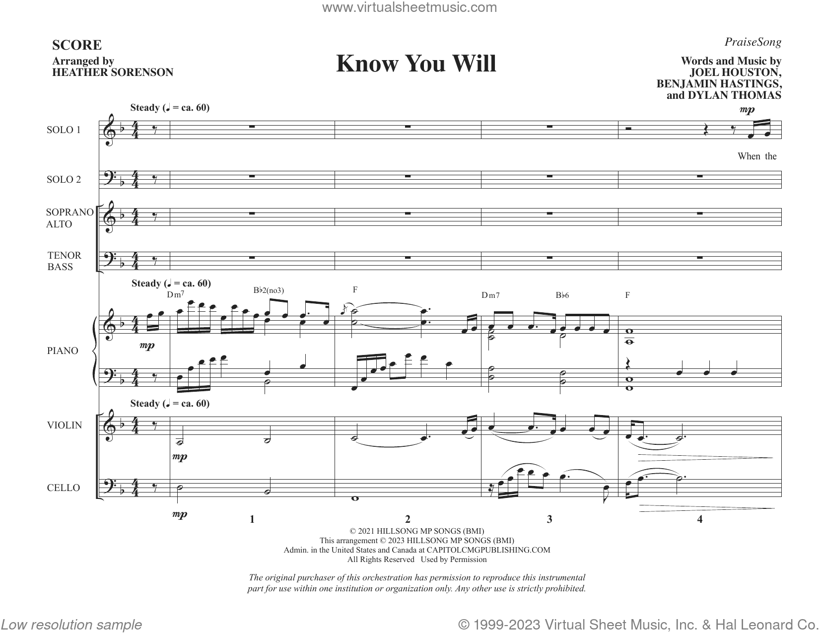 Know You Will (arr. Heather Sorenson) (COMPLETE)
