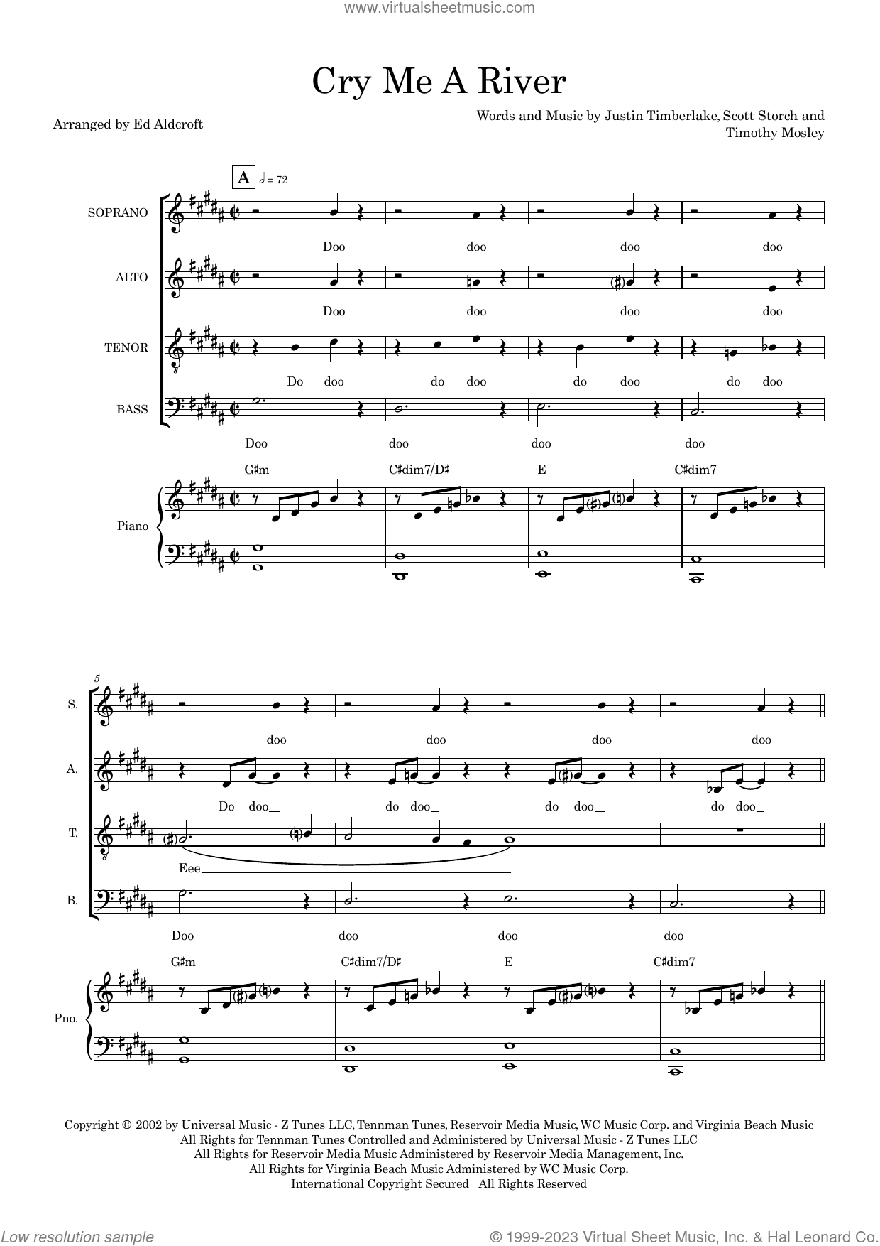 Cry Me A River (arr. Ed Aldcroft) (COMPLETE)