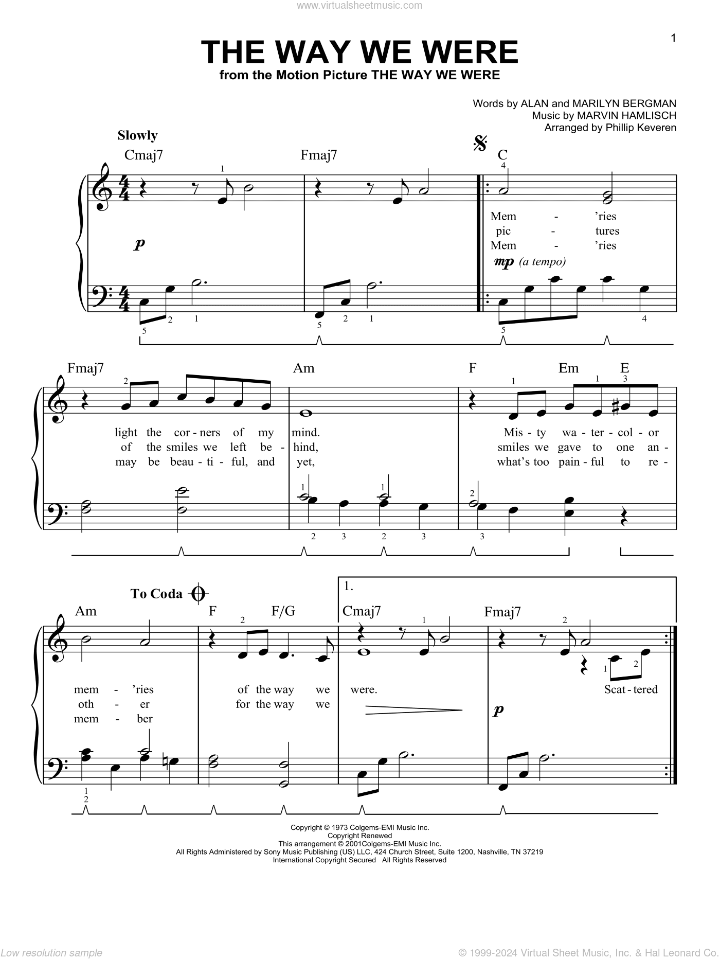 The Way We Were (arr. Phillip Keveren)