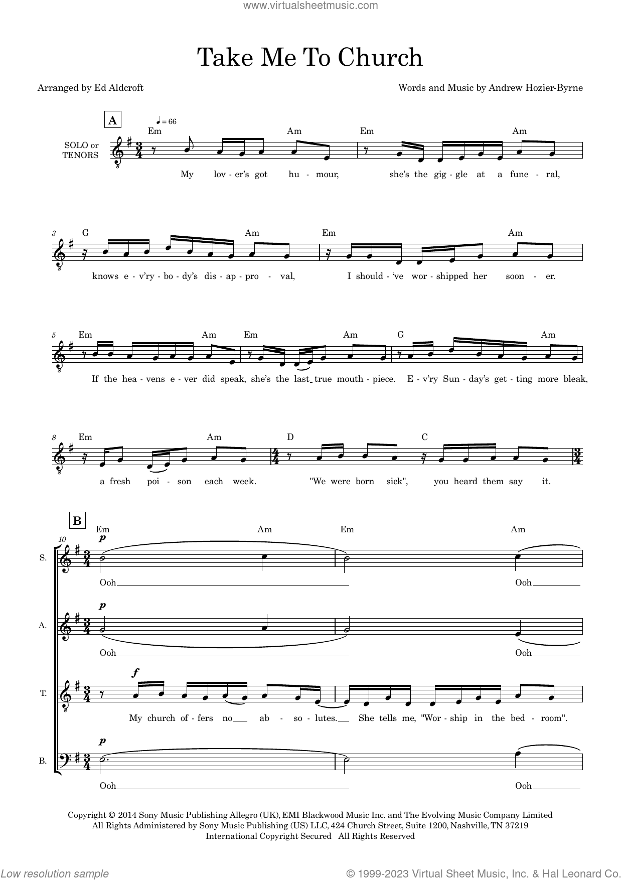Take Me To Church (arr. Ed Aldcroft)