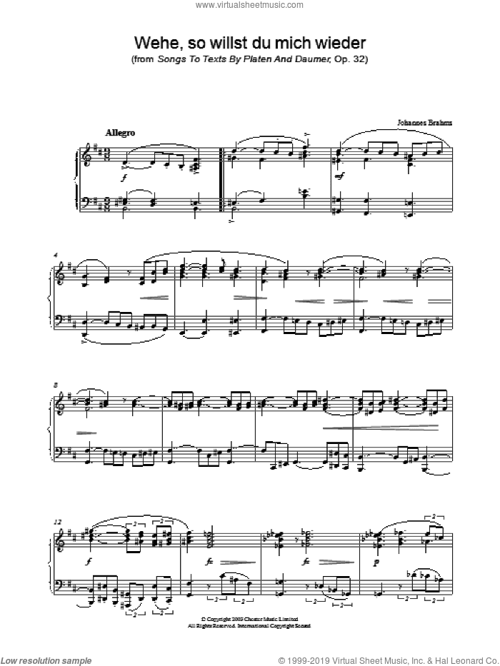 Wehe, so willst du mich wieder (from Songs To Texts By Platen And Daumer, Op. 32)