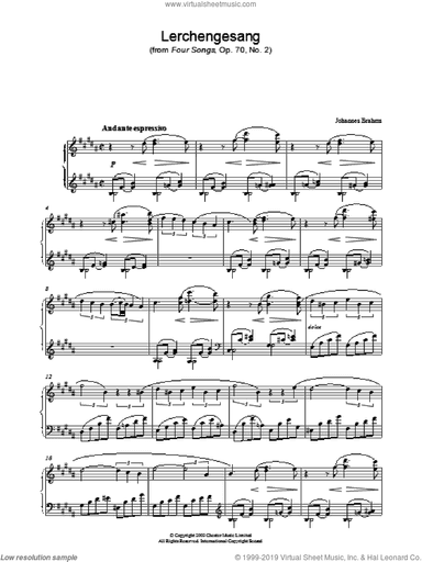 Lerchengesang (from Four Songs, Op. 70, No. 2)