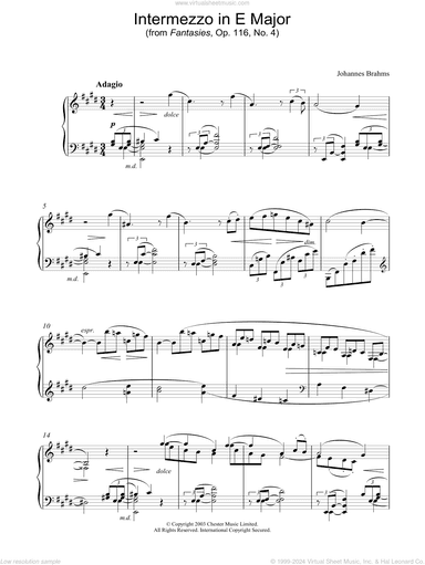 Intermezzo in E Major (from Fantasies, Op. 116, No. 4)
