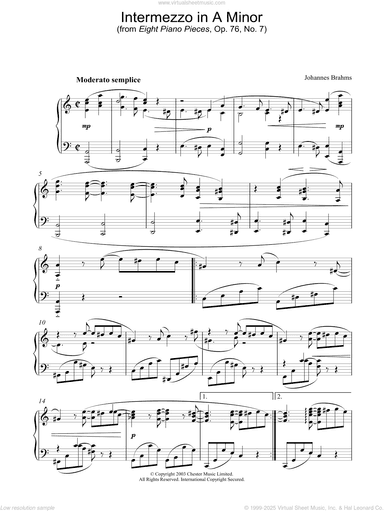 Intermezzo in A Minor (from Eight Piano Pieces, Op. 76, No. 7)