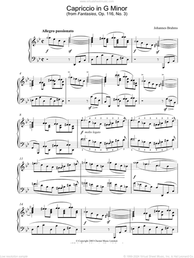 Capriccio in G Minor (from Fantasies, Op. 116, No. 3)