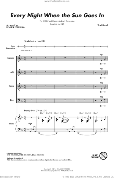 Every Night When The Sun Goes In (arr. Roger Emerson)