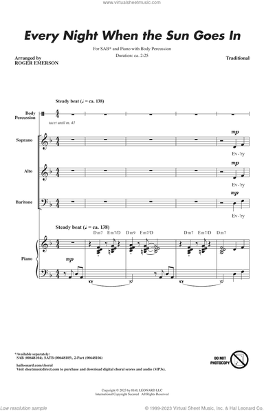 Every Night When The Sun Goes In (arr. Roger Emerson)