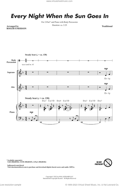 Every Night When The Sun Goes In (arr. Roger Emerson)